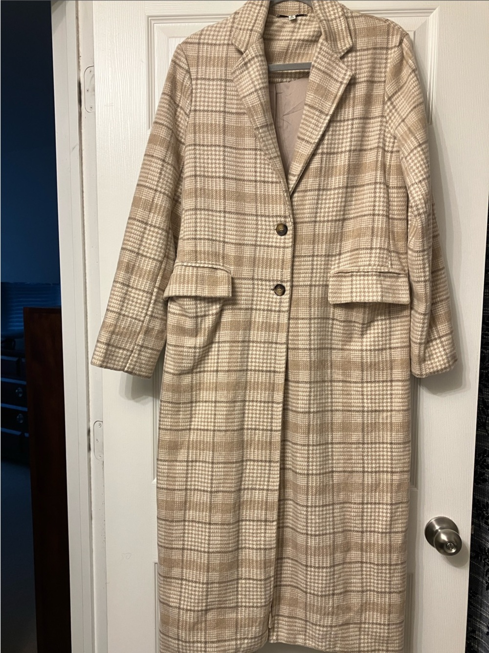 HYFVE Beige Plaid Long Trench Coat